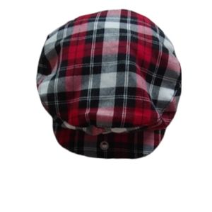 Childrens Place Baby Boy Red Holiday Plaid News Page boy Hat Cap Sz 0-6 Months